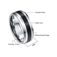 thumbnail image 5 of NUNCAD 8mm Men's Tungsten Rings Black Center Wedding Band Brushed Finish Beveled Edges Comfort Fit Size 5-14, 5 of 5