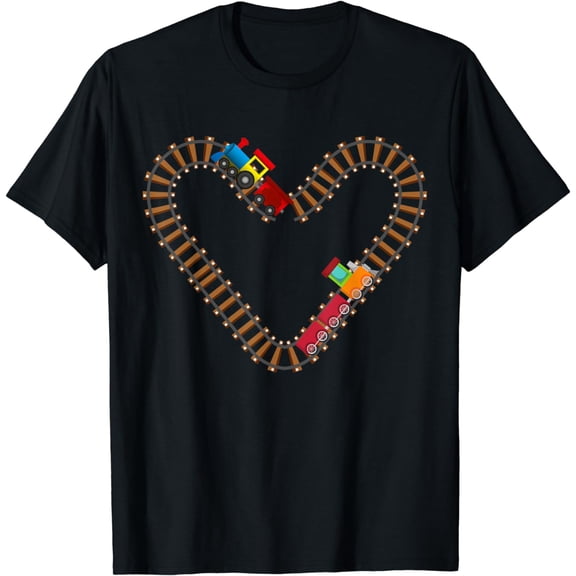 Valentines Day Train Railroad Heart Toddler Boys Kids Girls T-Shirt