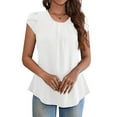 thumbnail image 2 of VOIANLIMO Plus Size Casual Summer White Tops for Women Petal Sleeve Dressy Shirts Ladies Blouses Tunics, 2XL, 2 of 4