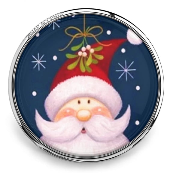 Snap Jewelry 18MM Santa Claus Ginger Charm with Mistletoe Holiday Design