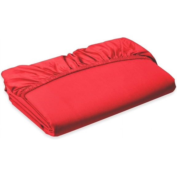 Elegant Comfort 1500 Premium Hotel Quality 1-Piece Fitted Sheet, All Around Elastic, Deep Pocket, Softest Quality Microfiber - Full Red