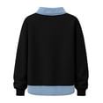 thumbnail image 6 of Frostluinai Sweatshirts with Jean Collared Women Denim Hem Patckwork Pullover Tops Long Sleeve Lightweight Fleece Line Sweat Shirts with Pocket S-XXL, 6 of 7