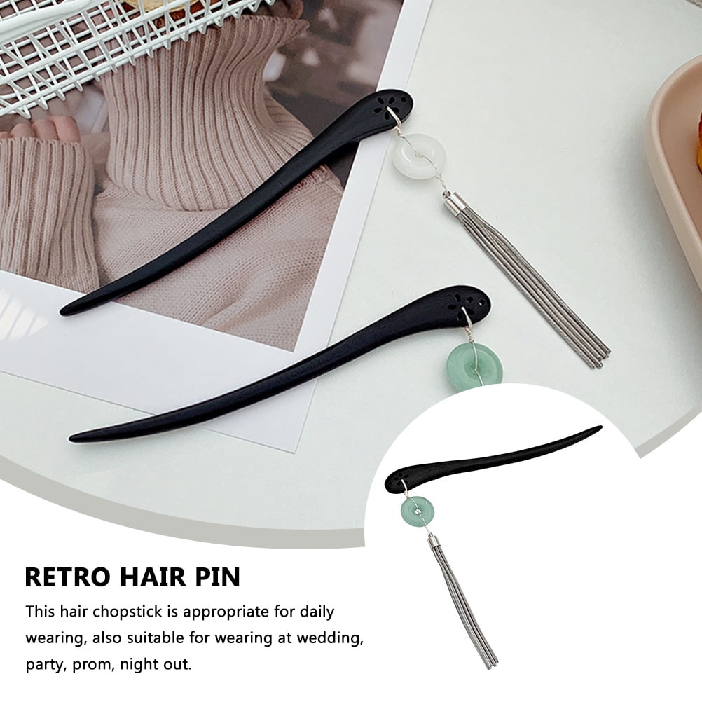 LABSERRON Green Chinese Style Hair Stick Wooden Chopstick for Elegant Hair Bun Decoration
