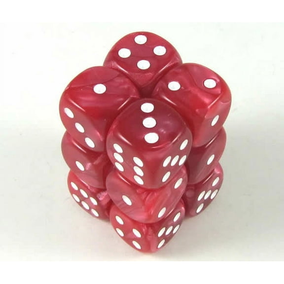 Red Marbleized Deluxe Dice with White Pips D6 16mm (5/8in) Pack of 12 Koplow Games