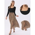 thumbnail image 2 of DARING DIVA Women's Maxi Long Sleeve Flowy Vintage Casual Floral Dress M Black Khaki, 2 of 5