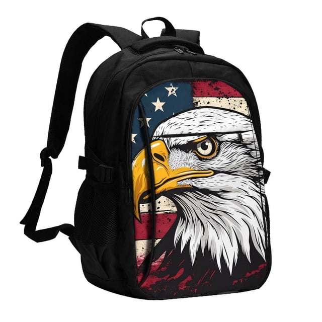 Disketp American Bald Eagle Mochila de Viaje Estampada para Laptop con Puerto de Carga USB, Mochila Impermeable para Computadora – Regalo para Hombres y Mujeres