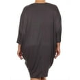 thumbnail image 4 of MOA COLLECTION Women's Plus Size Solid Loose Fit 3/4 Dolman Sleeve Casual Midi Dress, 4 of 5