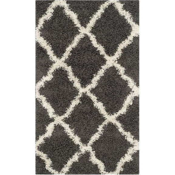 Pemberly Row Modern / Contemporary Dark Gray Shag Rug - 4' x 6'