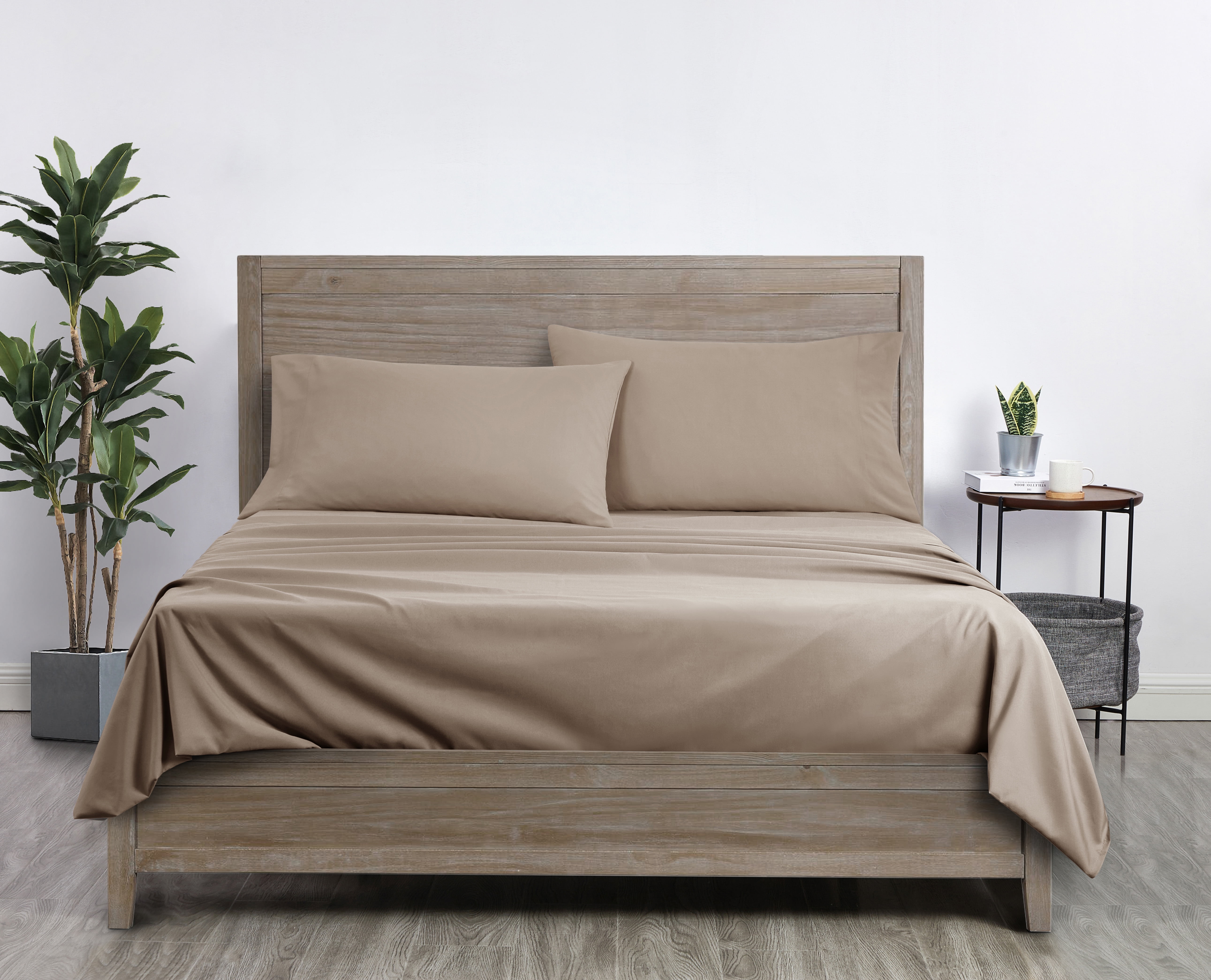 Mainstays Comfort Chill Microfiber Bed Sheet Set, Full, Brownstone, 4 Piece