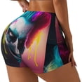 thumbnail image 2 of Kdxio Modern Abstract Colorful Skull A Print Workout Shorts for Women Seamless Soft Smooth Gym Yoga Scrunch Active Shorts, 2 of 5