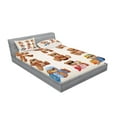 thumbnail image 2 of Ambesonne Cartoon Fitted Sheet & Pillow Sham Set, Teddy Bear Design, Queen, Chocolate Cream, 2 of 2