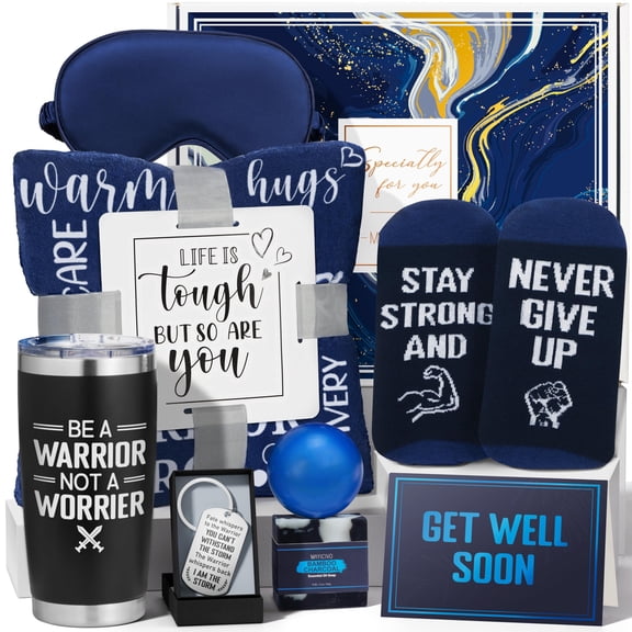 Cesta de regalo Get Well Soon MAYICIVO para hombre con vaso y más