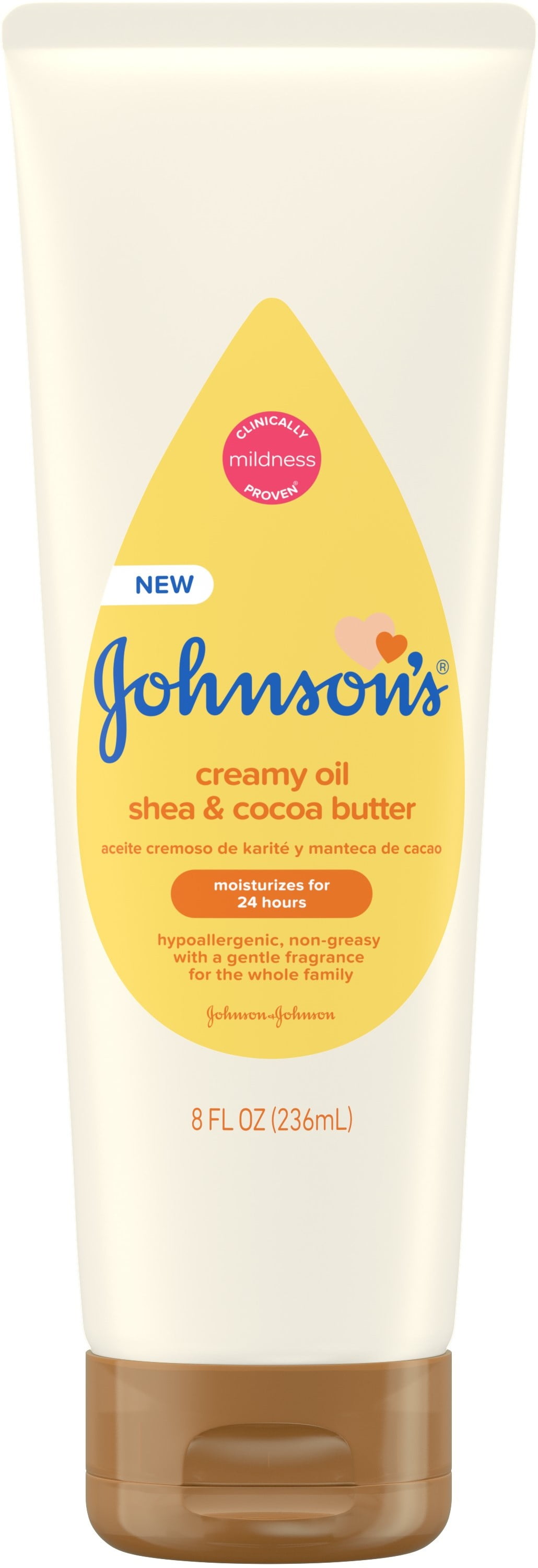 Johnson's Moisturizing Creamy Oil for Baby with Shea & Cocoa Butter, Dye-Free, 8 fl. oz 1 ea (Pack of 2)
