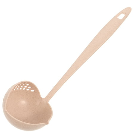 

NUOLUX 2 In 1 Plastic Straining Ladle Soup Pan Spoon with Filter Strainer Kitchen Dinnerware Cooking Tools (Beige)