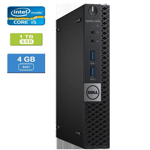 Refurbished: Dell 5050 MICRO Intel Core i5-7600T , 4GB, 1TB SSD, Win 10 Pro