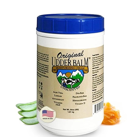 Unscented Original Udder Balm Moisturizing Cream with Aloe & Lanolin 64oz Refill Tub.