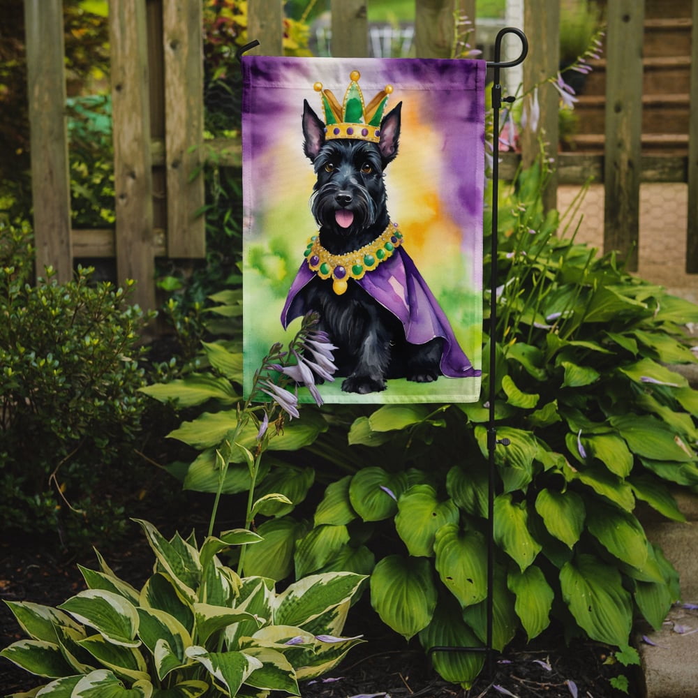Scottish Terrier King of Mardi Gras Garden Flag 11.25 in x 15.5 in