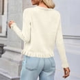 thumbnail image 5 of Women's Casual Fashion Solid Color Short Sweater Ruffled Top for Fall Winter Feminine Touch,White,L, 5 of 7