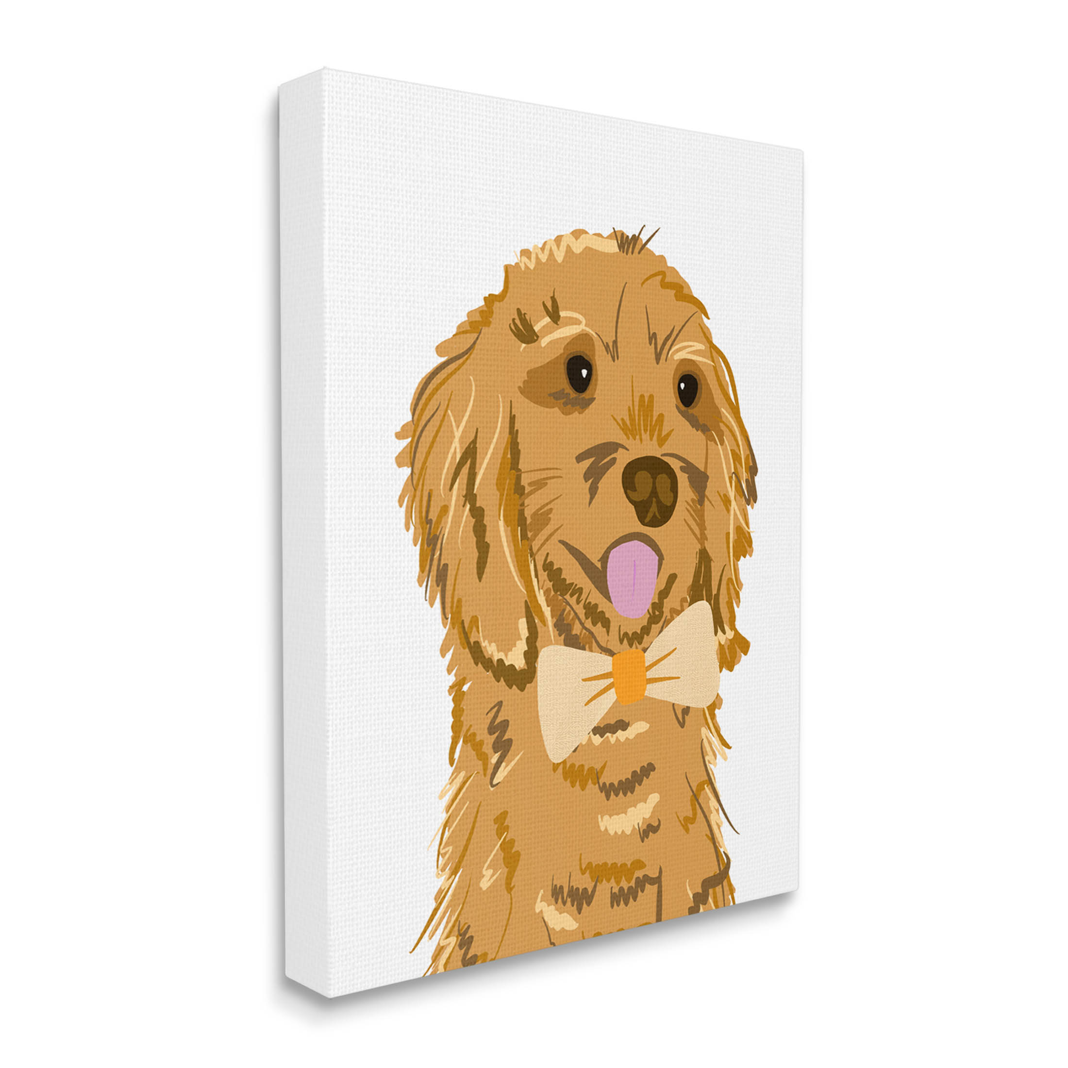 Golden Retriever Puppy Bowtie Pet Animals & Insects Graphic Art Gallery Wrapped Canvas Print Wall Art
