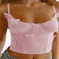 thumbnail image 1 of POINTERTECK Femmes Bustier Tops Spaghetti Sangle Débardeurs Mesh Papillon Sans Manches Été Crop Tops Clubwear Rose S, 1 of 4