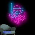 thumbnail image 2 of Handmadetneonsign Octopus with Scuba Neon Sign, Octopus Snorkeling Wall Art, Octopus Ocean Animal Wall Decor 77571, 2 of 5