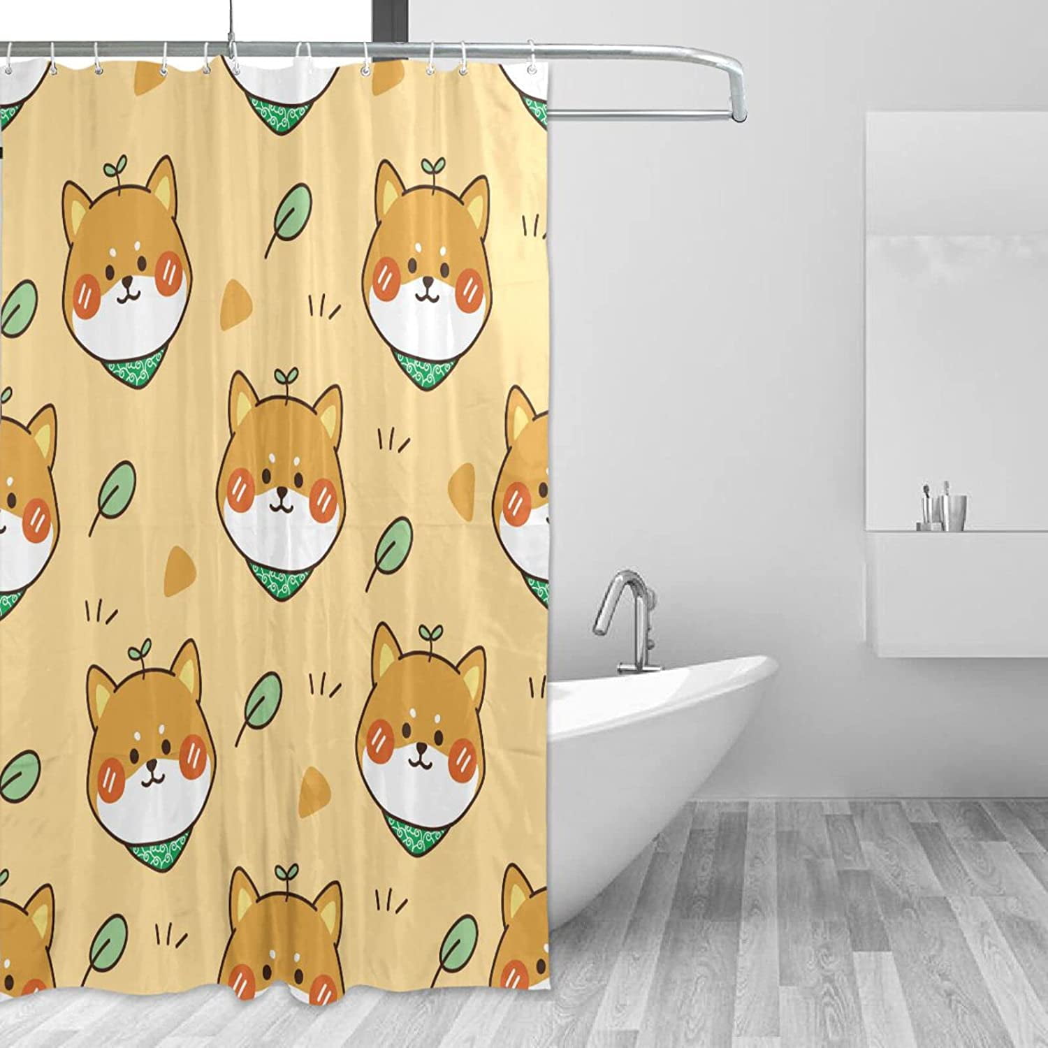 Sonernt Cute Dogs Shower Curtain Waterproof Washable Shower Bath