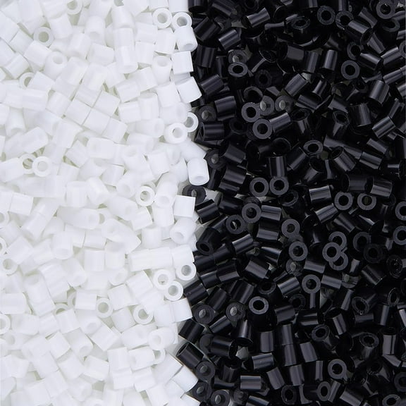 3000Pcs 2 Colors Beads Bulk Plastic Iron Beads Set White Black Bead Refills 5mm DIY Melting Bead Multicolor