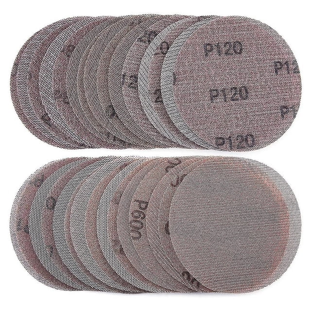 Discos de lijado de malla de 30 uds, discos abrasivos secos de papel de lija con gancho y bucle de grano 80-600 de 125mm, compatibles con arena