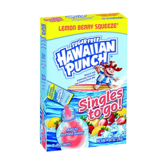 Hawaiian Punch Sugar-Free Lemon Berry Squeeze To Go Drink Mix Singles, 0.94 Oz., 6 Count