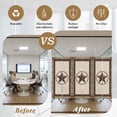 thumbnail image 5 of Country Texas Star Window Privacy Film, Brown Farmhouse Vintage Wooden Static Cling UV Sun Blocking Heat Control Window Tint Day and Night, Non-Adhesive One Way Windows Privacy Cover 17.7''x78.7'', 5 of 7