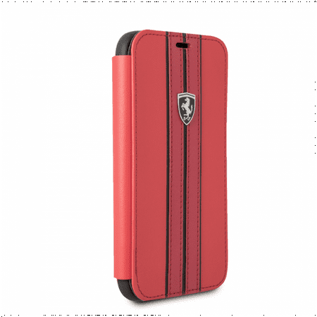 Samsung Contrast Ratio FERRARI RED PU LEATHER HARD WALLET CASE W/ CONTRASTING BLACK STITCHING FINISHES (Samsung Galaxy S8) ()