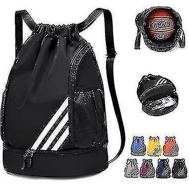 Waterproof Drawstring Backpack Sports Gym Bag With Shoes Compartment, Waterproof Draw String Back Bag For Men Women