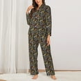 thumbnail image 2 of Honeii Daisies Flowers print Women's Pajama Sets Long Sleeve Button Down Sleepwear Nightwear Soft Pjs Lounge Sets-X-Large, 2 of 7