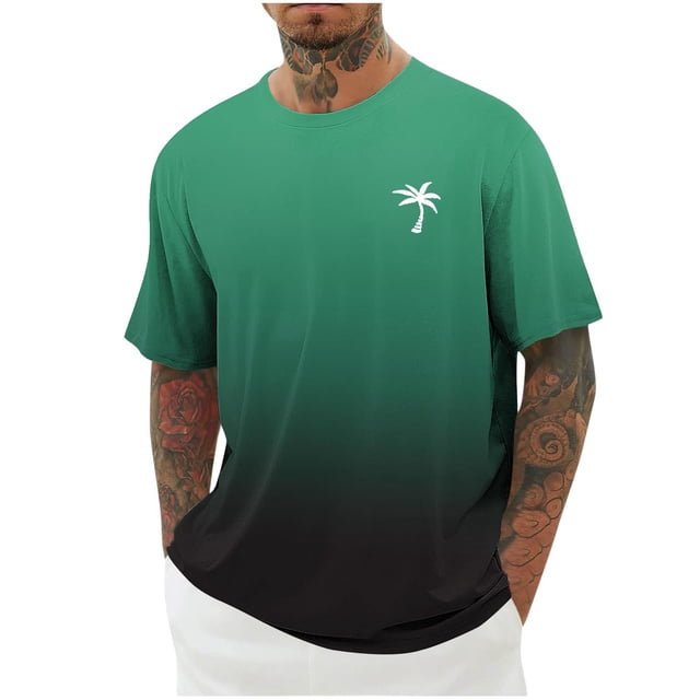 Styesk T-Shirts pour Homme Hommes Imprimé Col Rond Décontracté Mode Manches Courtes Chemisiers Col Rond Chemises