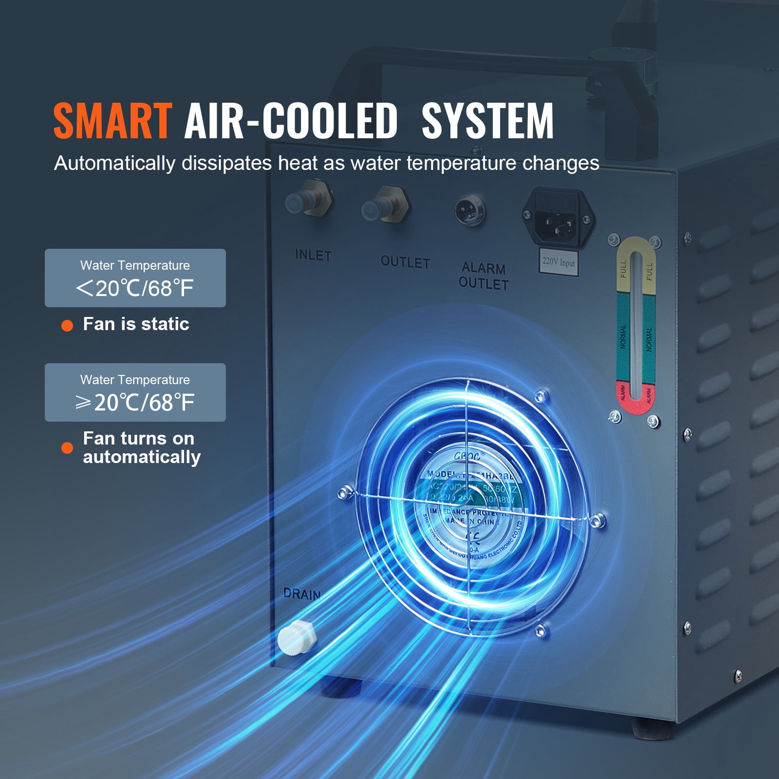 KFFKFF Air-cooled Industrial Water Cooling 12L 18L/min Laser Chiller CW-3000(PRO)