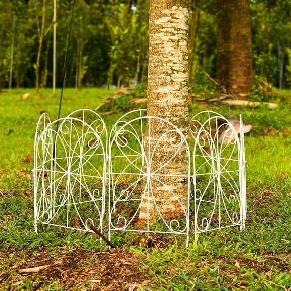 White Rustproof Metal Wire Garden Fence 10 Panels 12in x 24in Decorative Yard Fencing for Dogs and Plants