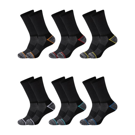 COOPLUS Mens Crew Socks Athletic Cushioned Breathable Running Socks Comfortable Daily Wear for Men 6 Pairs