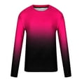 thumbnail image 4 of Goodtrade8 Gradient Mens Tops Casual Hot Pink Long Sleeve Crew Neck Mens Shirts Long Sleeve, 4 of 5