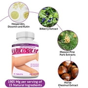 VARICOSOLVE® Natural Supplement for Leg Vein Support. Blood Circulation – Varicose Vitamins. 60 Tablets
