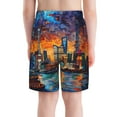 thumbnail image 3 of Cauagu Neon Shanghai Cityscape Night Print Swim Trunks for Men,Youth Boys Swim Shorts Compression Liner Beach Shorts Boys' Swimming Shorts 7-20 Years Bathing Suit-Medium, 3 of 7