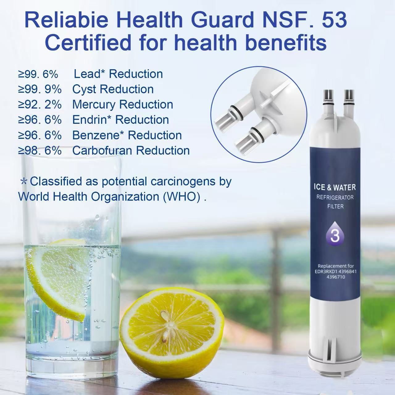 EDR3/RXD1 Water Filter Replacement Compatible with 4396841 4396710 Filter3 and 46-9083 46-9030 P1RFWB2 P1WB2L T1RFKB1,3-Pack