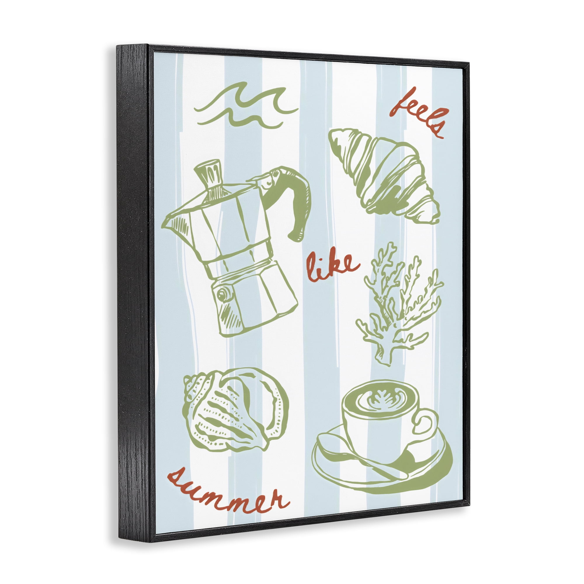 Stupell Industries Feels Like Summer on Stripes Black Framed Giclee Art, design by The Prints Vibe