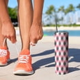 thumbnail image 2 of 20oz Pink and Black Argyle Pattern Skinny Tumblers Stainless Steel Tumbler with Lid and Straw,Vacuum Insulated Double Wall Travel Tumbler Cups with Cleaning Brush for Coffee,Tea, 2 of 6