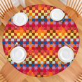 thumbnail image 2 of Colorful Geometric Pattern Round Fitted Tablecloth with Elastic Edge,Dining Table Cover Waterproof,Outdoor Round Tablecloth for Camping,Dining,Indoor and Outdoor, 2 of 7