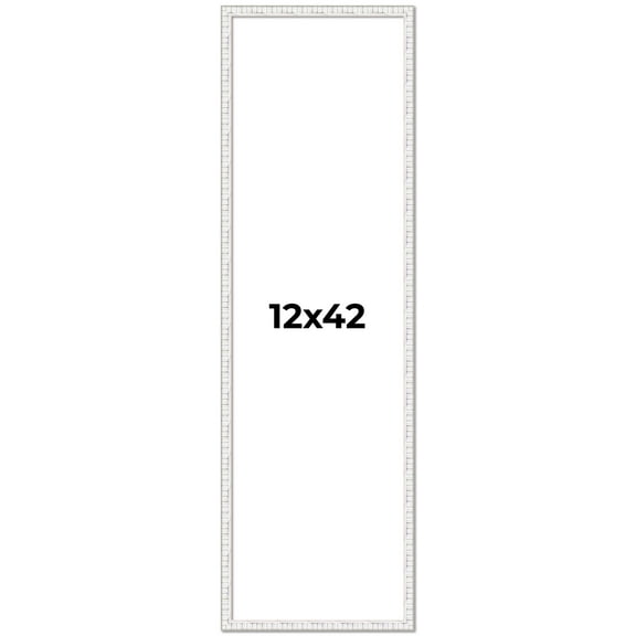 12x42 Frame White Real Wood Picture Frame Width 0.75 inches | Interior Frame Depth 0.5 inches |