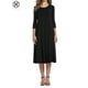 thumbnail image 4 of Vestido Luxtrada para mujer, liso, informal, básico, cómodo, holgado, de corte A, con mangas 3/4 (negro, 3XL), 4 of 5