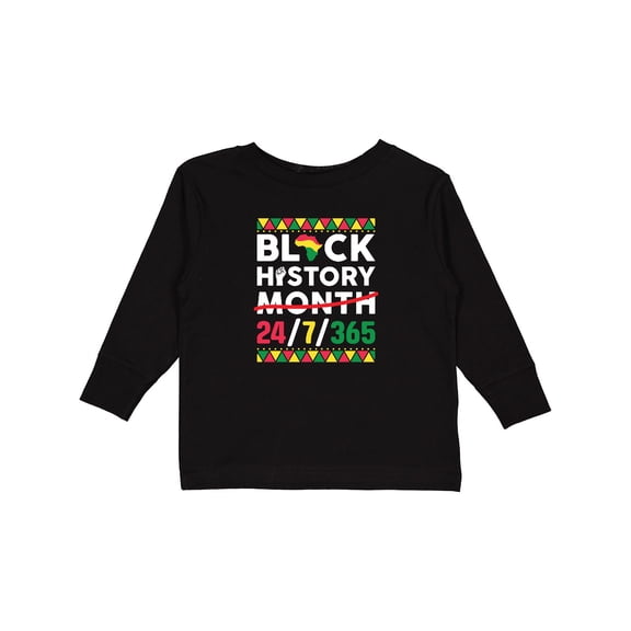 Inktastic Black History 24 7 365 Men Women Kids Black History Month Boys or Girls Long Sleeve Toddler T-Shirt