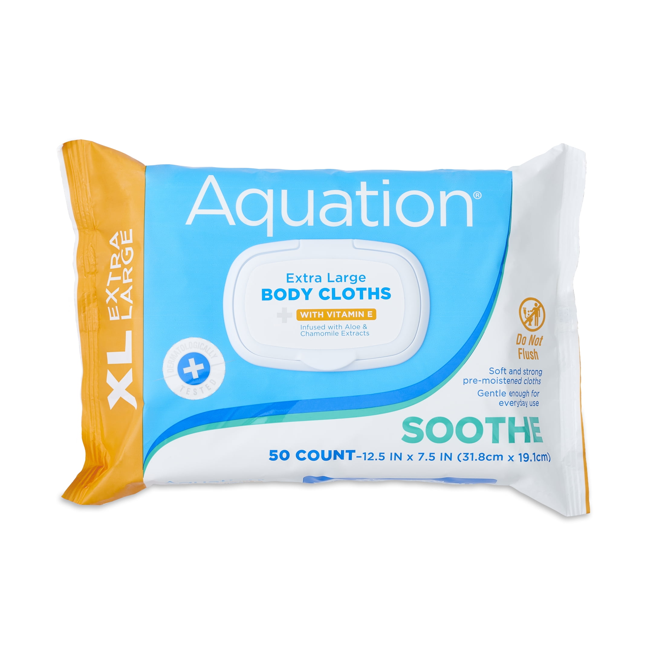 (2 pack) Aquation All Body XL Soft & Strong Body Cloths, Fragrance Free, 50 Count