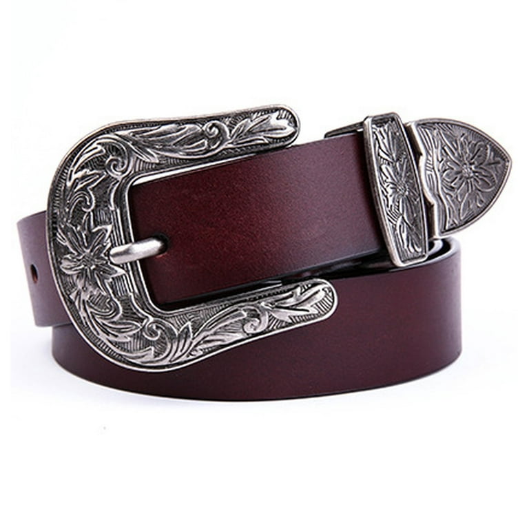 Women's Jean Belt Vintage Western Floral Buckle Cowgirl
