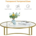 thumbnail image 3 of TYUIOP  Round Glass Coffee Table, Small Coffee Table for Living Room，Circle Coffee Tables Center Tables with Glass Top, Office & Apartment. Gold, 36 in, 3 of 10